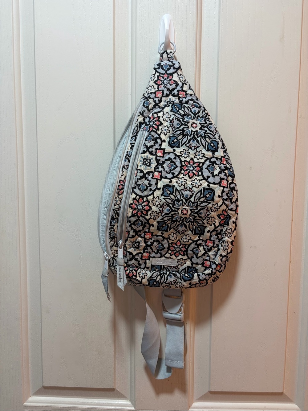 Vera Bradley Quilted Floral Crossbody Sling in Navy, Pink & Cream